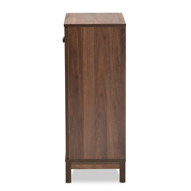 2 Door Nissa Wood Shoe Storage Cabinet Walnut Brown Baxton Studio