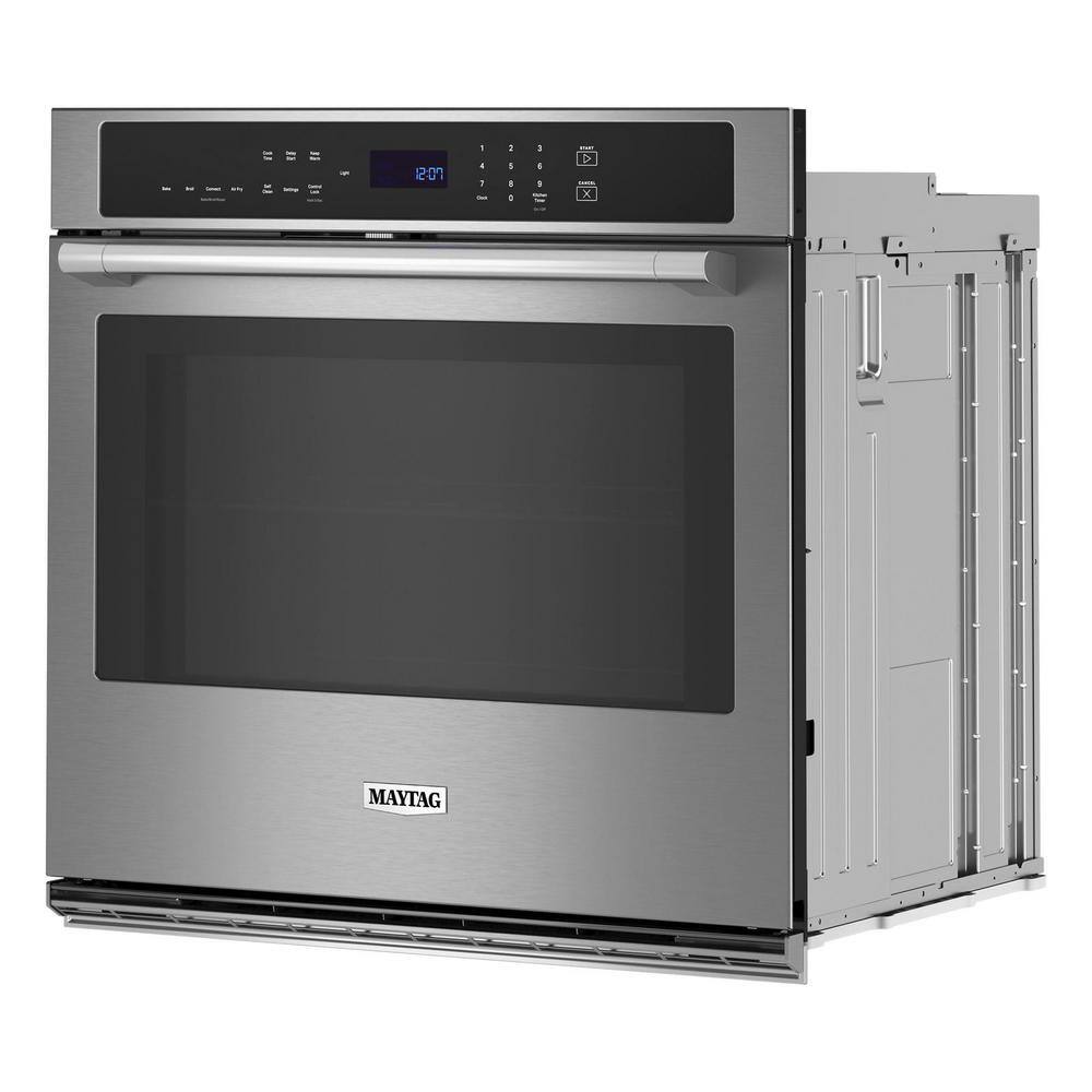 Maytag 30 in. Single Electric Wall Oven with Convection Self-Cleaning in Fingerprint Resistant Stainless Steel MOES6030LZ