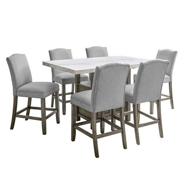 7pc Grayson Counter Height Dining Set White driftwood Steve Silver Co