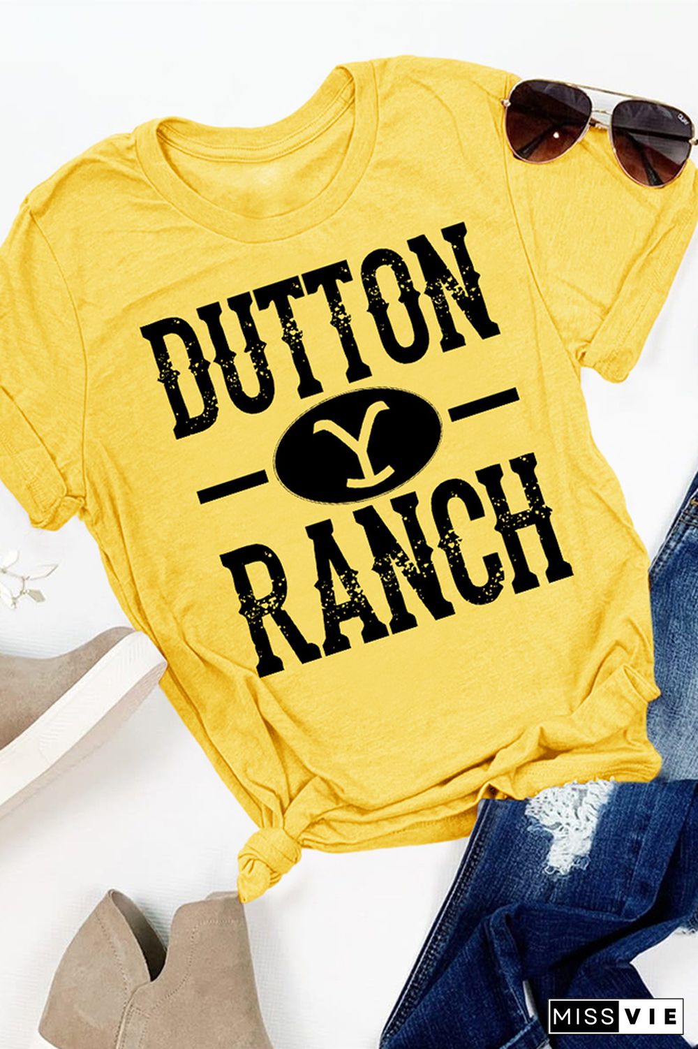 OUTTON RANCH Print Graphic Tees for Women Wholesale Short Sleeve T shirts Top