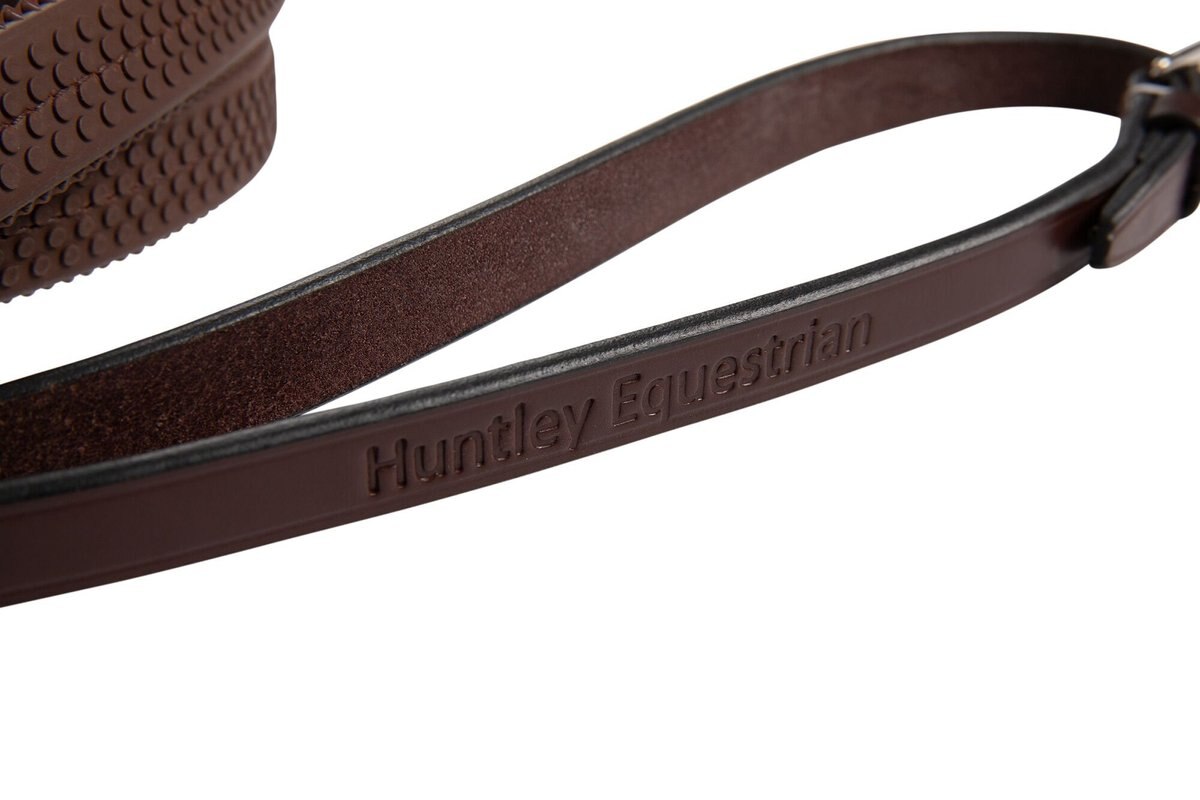 Huntley Equestrian Fancy Stitched Rubber Horse Reins Brown， Full