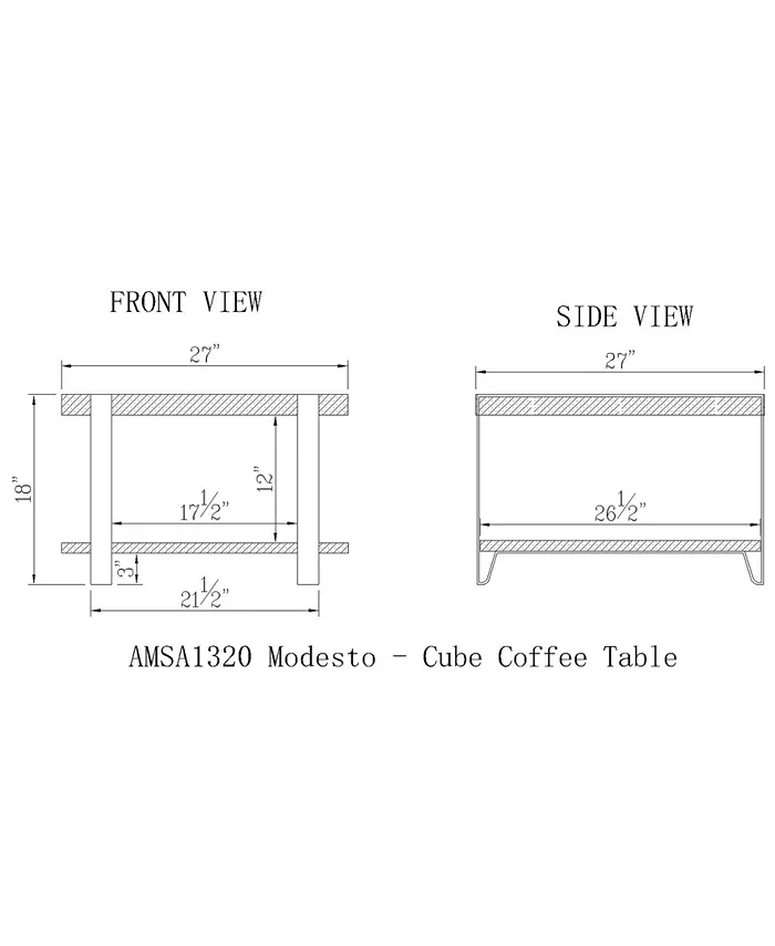 Alaterre Furniture Modesto 27 Reclaimed Wood Square Coffee Table