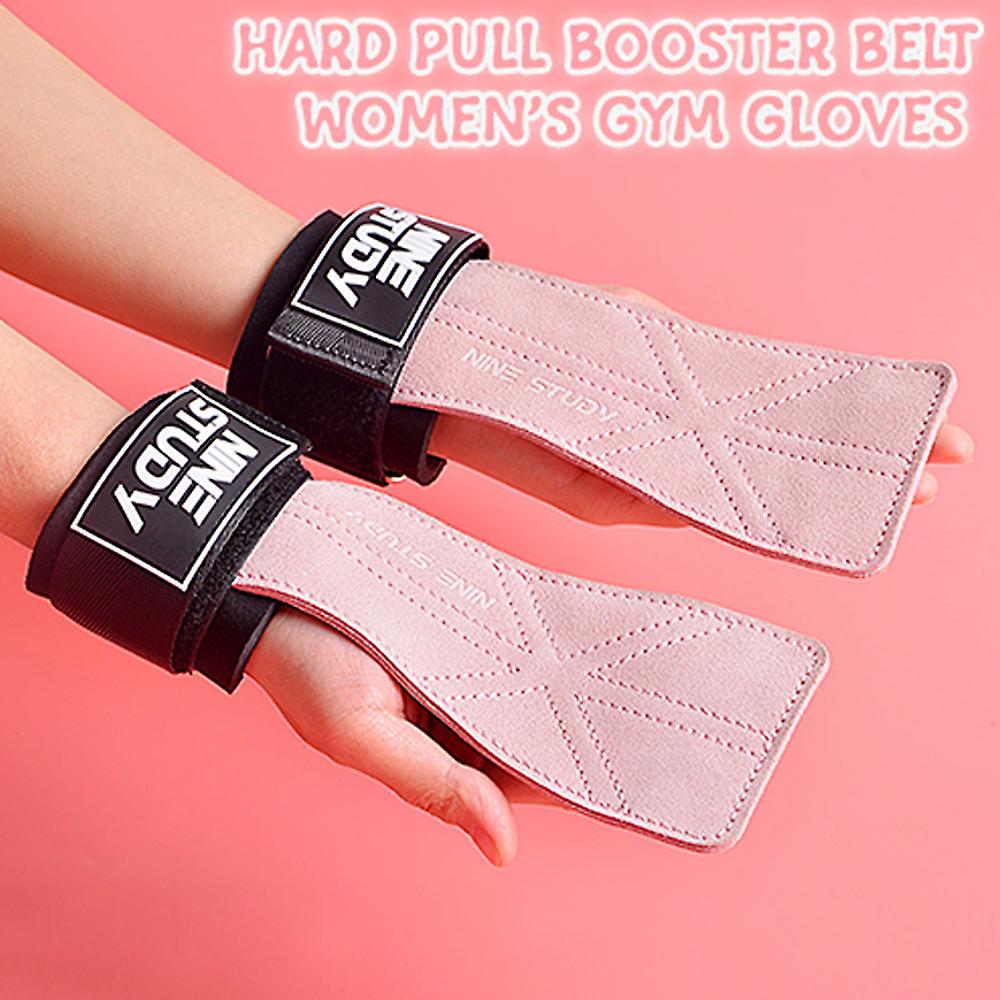 1pair Cowhide Gym Gloves Grips Anti-skid Weight Lifting Grip Pads Deadlifts Work