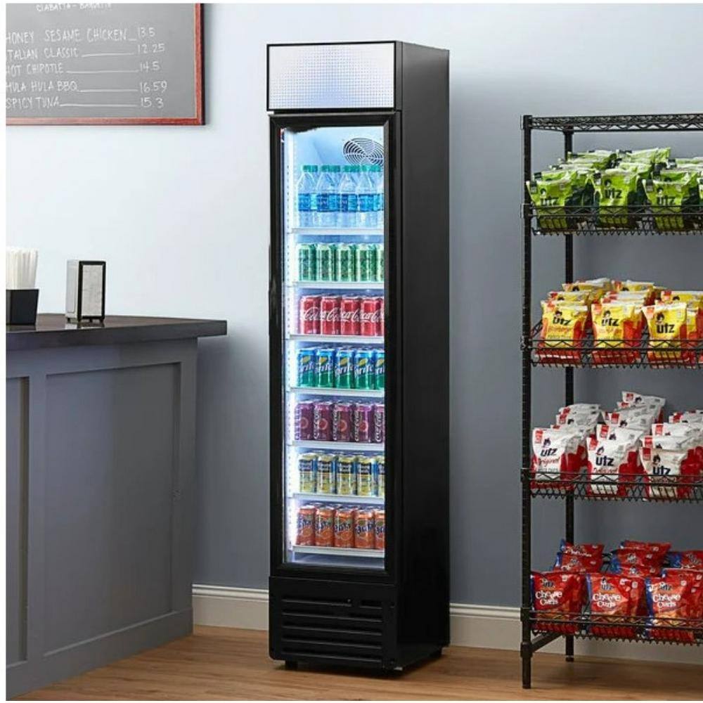 Cooler Depot 3.7 cu.ft Auto-defrost Commercial Narrow Glass Door Refrigerator in Black DXXSC105B