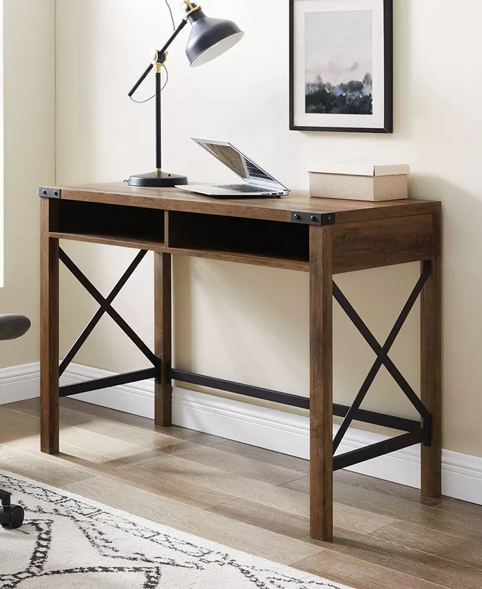 Walker Edison Farmhouse Metal and Wood Desk