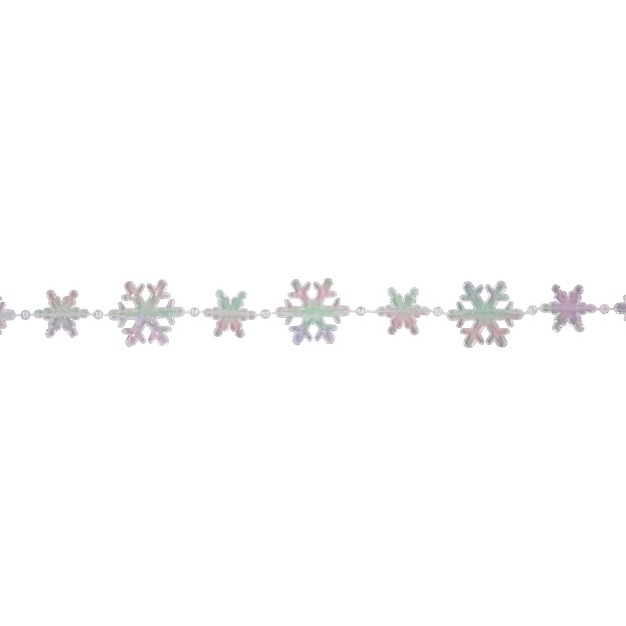 Northlight 8 x27 Clear Iridescent Snowflake Beaded Christmas Garland Unlit