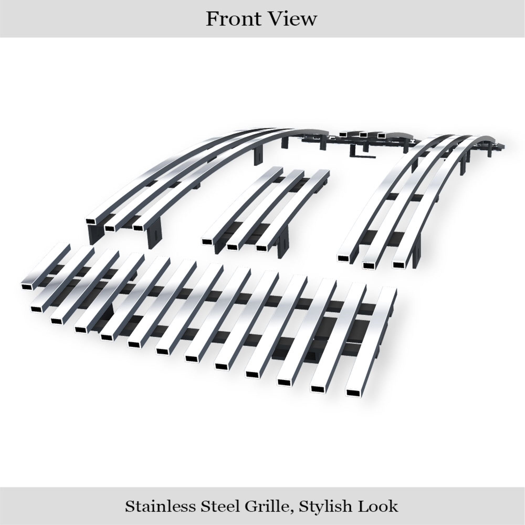 2006-2012 Ford Ranger FX4/2006-2012 Ford Ranger XL/2006-2012 Ford Ranger XLT For 6 Panel Style Main Upper Stainless Steel Polished Finish Horizontal Billet Grille