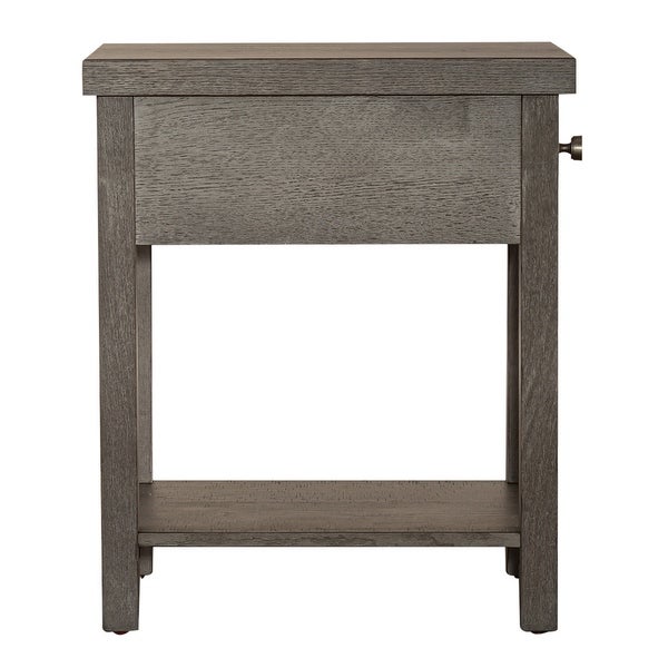 Modern Farmhouse Dusty Charcoal Distressed Drawer Chair Side Table