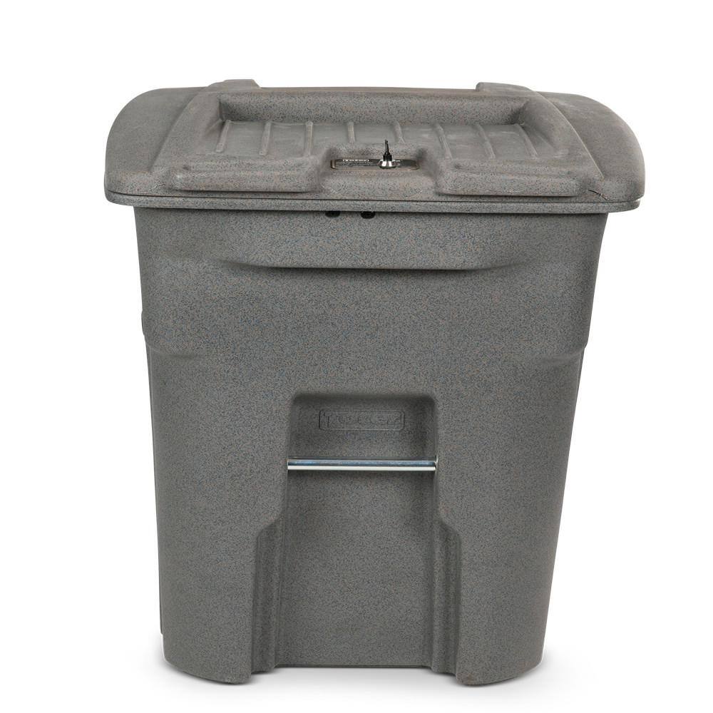 Toter 64 Gal. Graystone Document Trash Can with Wheels and Lid Lock CDA64-01GST