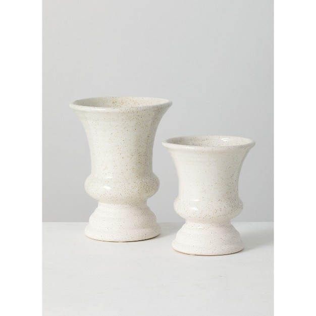 Shopsmaniay Set Of 2 Ceramic Vases 8 quot h amp 6 quot h Off white