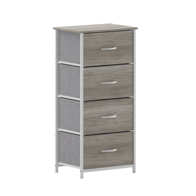 Emma And Oliver 4 Drawer Storage Dresser With Cast Iron Frame Wood Top And Easy Pull Engineered Wood Drawers With Wooden Handles