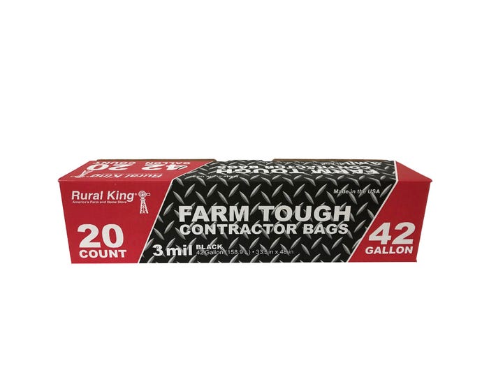 Farm Tough 42 Gallon Contractor Trash Bags， 20 Count