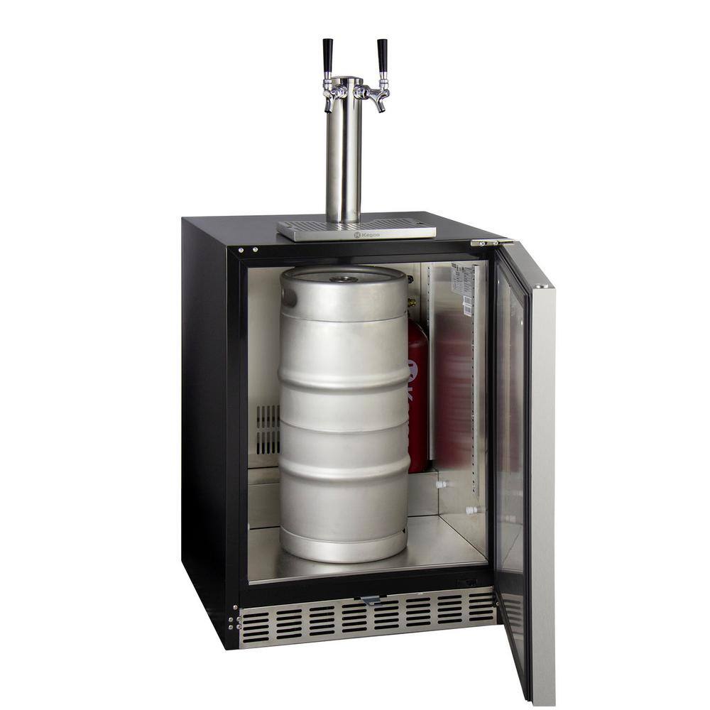 Kegco Dual Tap ADA Undercounter Kegerator with X-CLUSIVE Premium Direct Draw Kit - Right Hinge HK48BSA-2