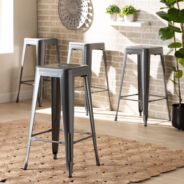 Horton Modern and Industrial Styled Stackable Metal Bar Stool Set(4pc)