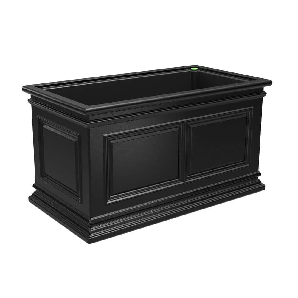 Algreen Covington 30 in. L x 16 in. W x 16 in. H Black Plastic Trough Planter Self-Watering 30 in. Rectangle 88204