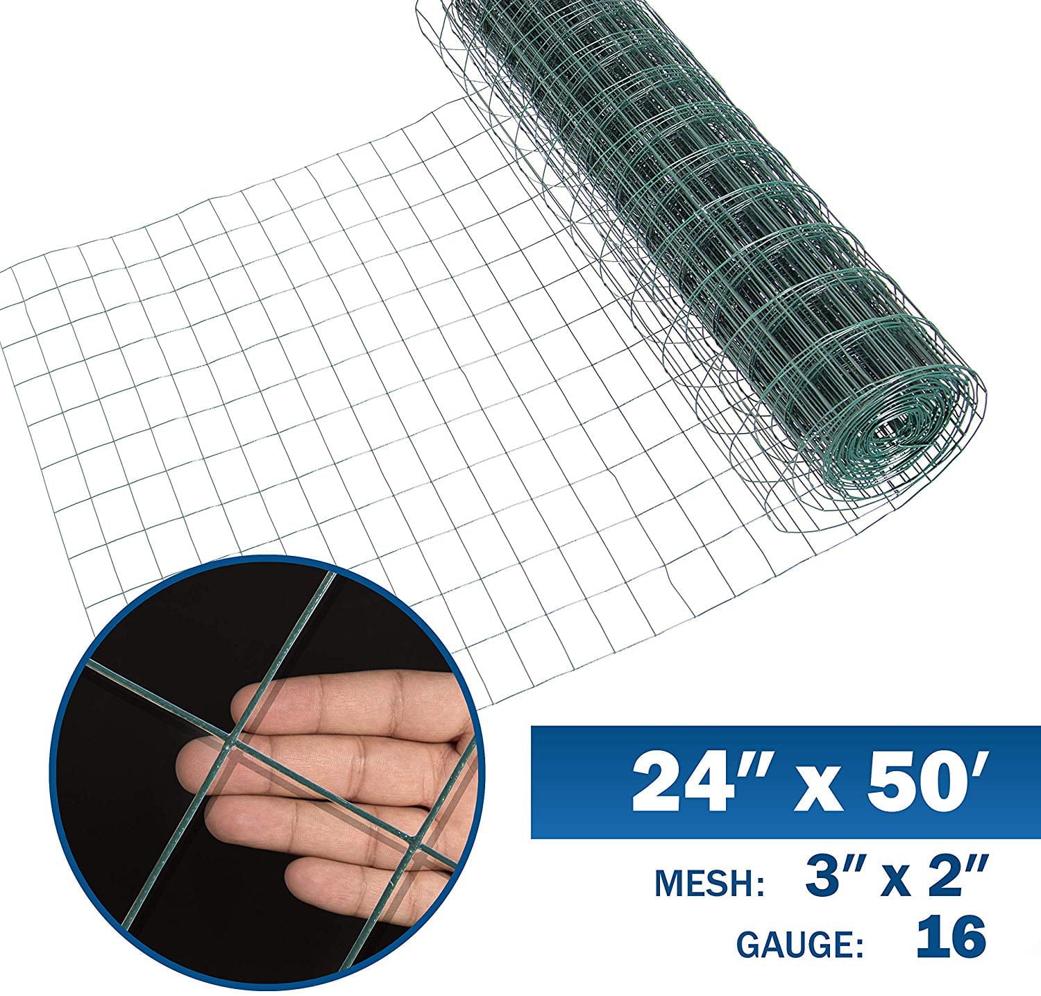 Fencer Wire 16 Gauge Green Vinyl Coated Welded Wire Mesh Size 2 inch X 3 inch (2 ft. x 50 ft.)