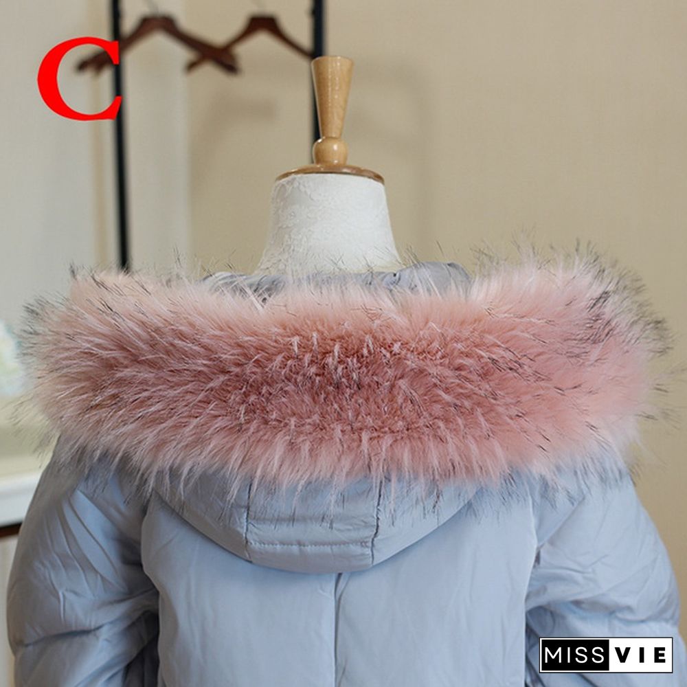 Fashion Winter Faux Fur Collar Down Coat Overcoat Women Scarf Jacket Hood Fur Decor Warm Thicken