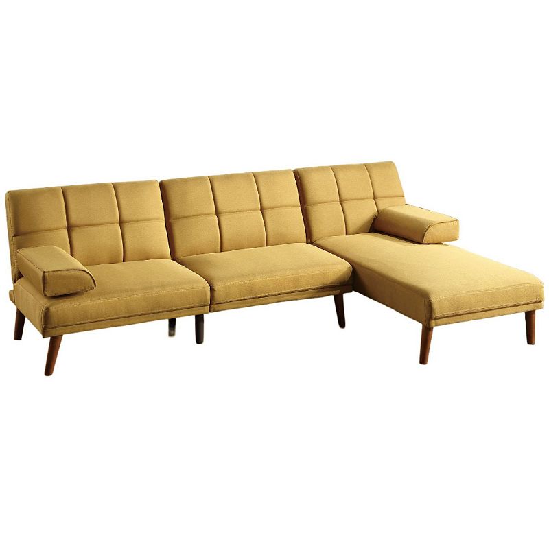 F.c Design 2pc Polyfiber Sectional Sofa Set Solid Wood Legs Tufted Couch Adjustable Chaise