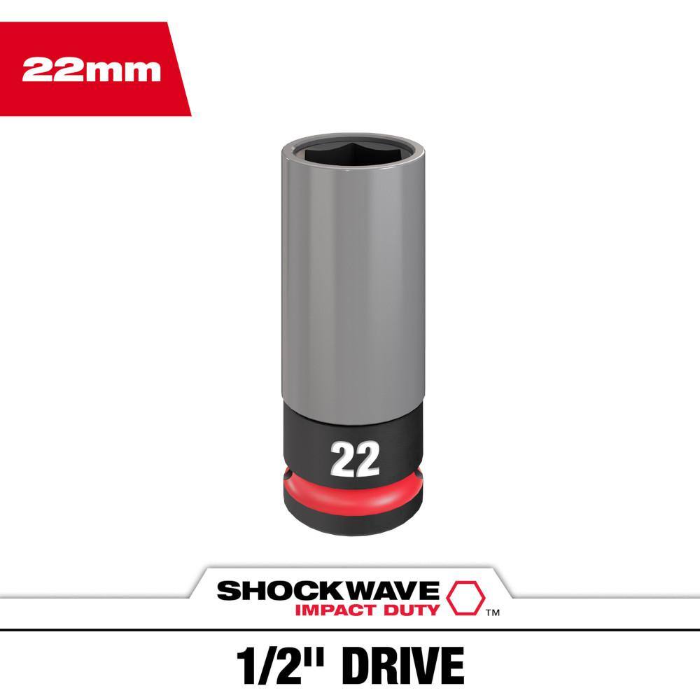 MW SHOCKWAVE 12 in. Drive 22 mm. Lug Nut Impact Socket (1-Pack) 49-66-7807