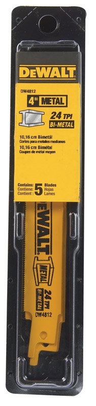 DW 4 in. Bi-Metal Reciprocating Saw Blade 24 TPI 5 pk