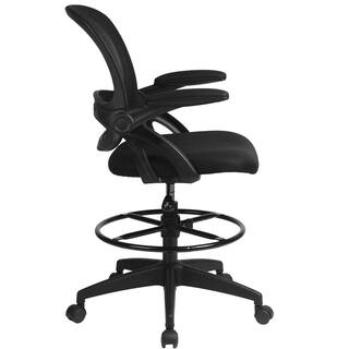 Lucklife Black Mesh Drafting Chair Tall Office Chair with Flip-up Armrests HD-CH110-BLACK