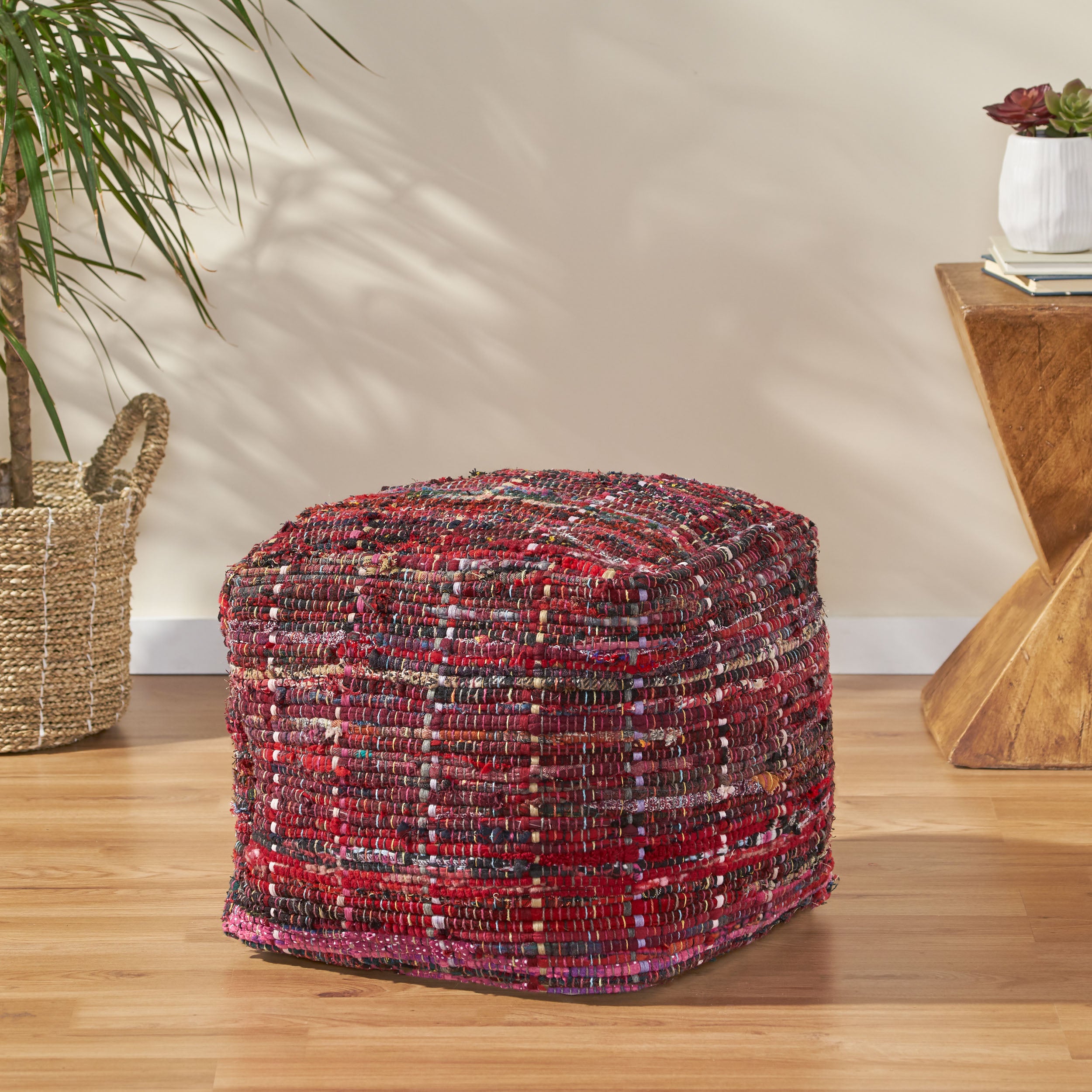 Kamil Handcrafted Boho Fabric Pouf