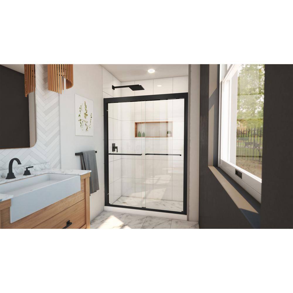 DreamLine Duet Plus 50 in. - 54 in. W x 72 in. H Sliding Semi Frameless Shower Door in Satin Black SHDR-1854720-09