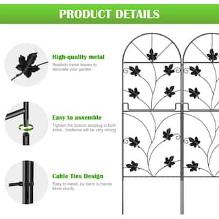 Oumilen Total 10 ft. L x 38 in. H No Dig Metal Garden Decorative Fencing Black Garden Fence (10-Pack) LT-K338-SJ