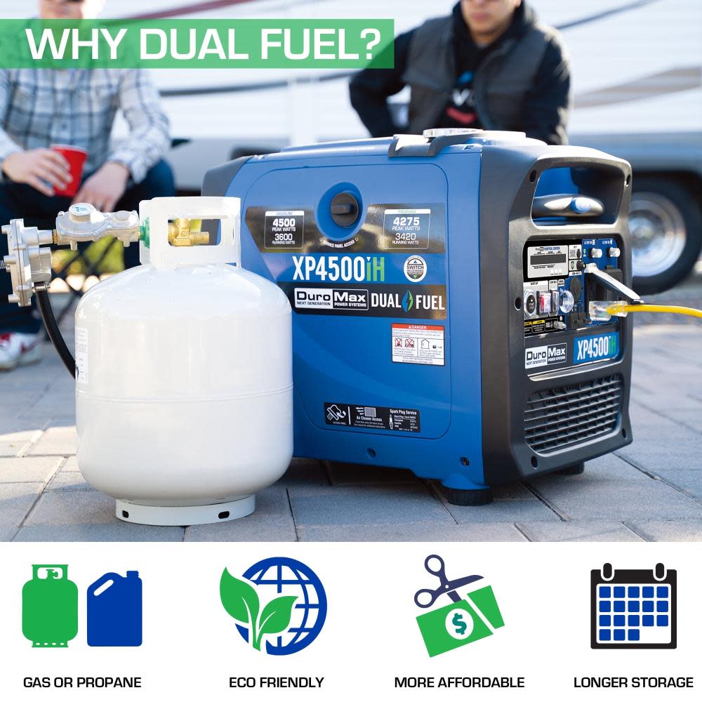 Duromax XP4500iH Portable Generator 4500 Watt 223cc Dual Fuel Digital Inverter Hybrid ;