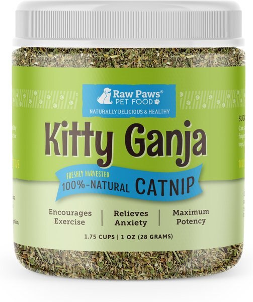 Raw Paws All-Natural Loose Leaf Cut Catnip for Cats， 1-oz jar