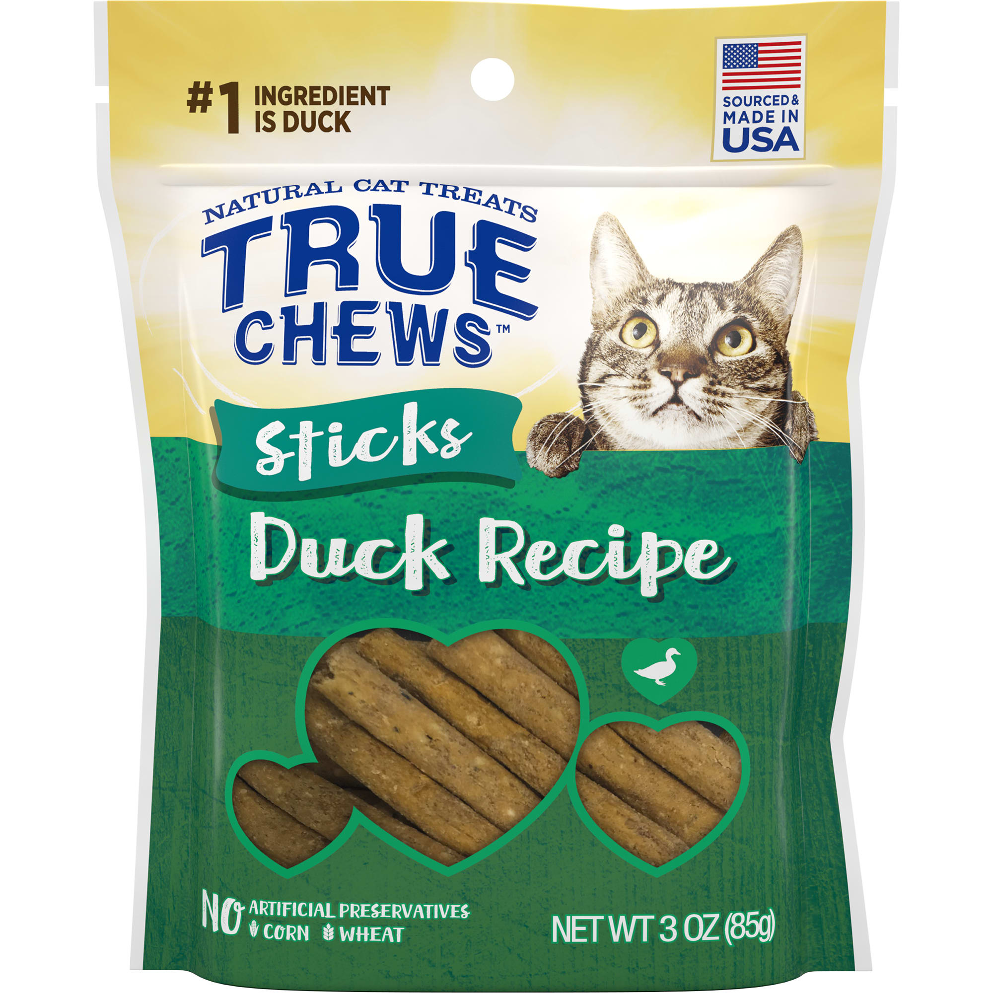 True Chews Stick Duck Recipe Cat Treat， 3 oz.