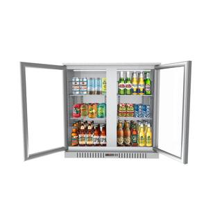 Koolmore 35 in. W 7.4 cu. ft. 2-Glass Door Counter Height Back Bar Cooler Refrigerator with LED Lighting in Black CT35-2S-SS