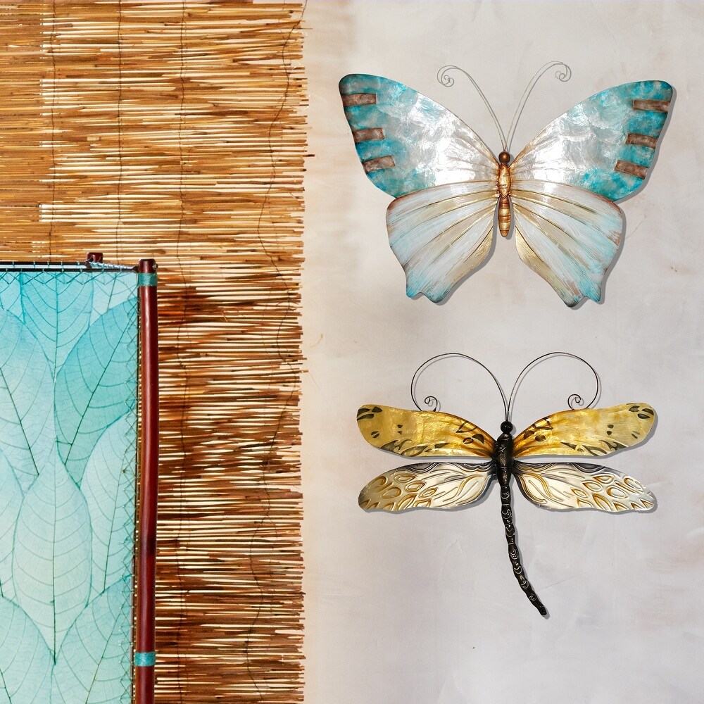 Butterfly Wall Decor Pearl And Soft Aqua (m2004)   1 x 18 x 13
