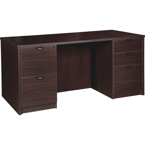 Lorell Prominence 2.0 Espresso Laminate Double-Pedestal Desk - 5-Drawer (PD3060DPES)