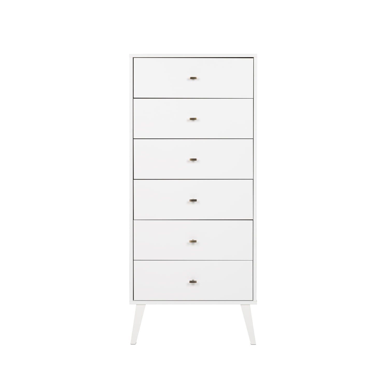 Prepac Milo Mid-Century Modern Tall 6-Drawer Lingerie Chest, White