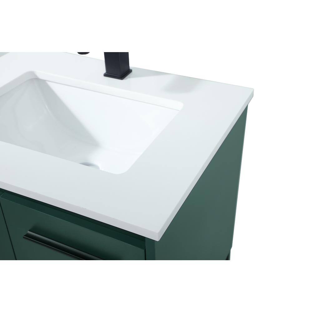 Simply Living 24 in. Single Bathroom Vanity in Green with Quartz Vanity Top in Ivory White SL127572MGN