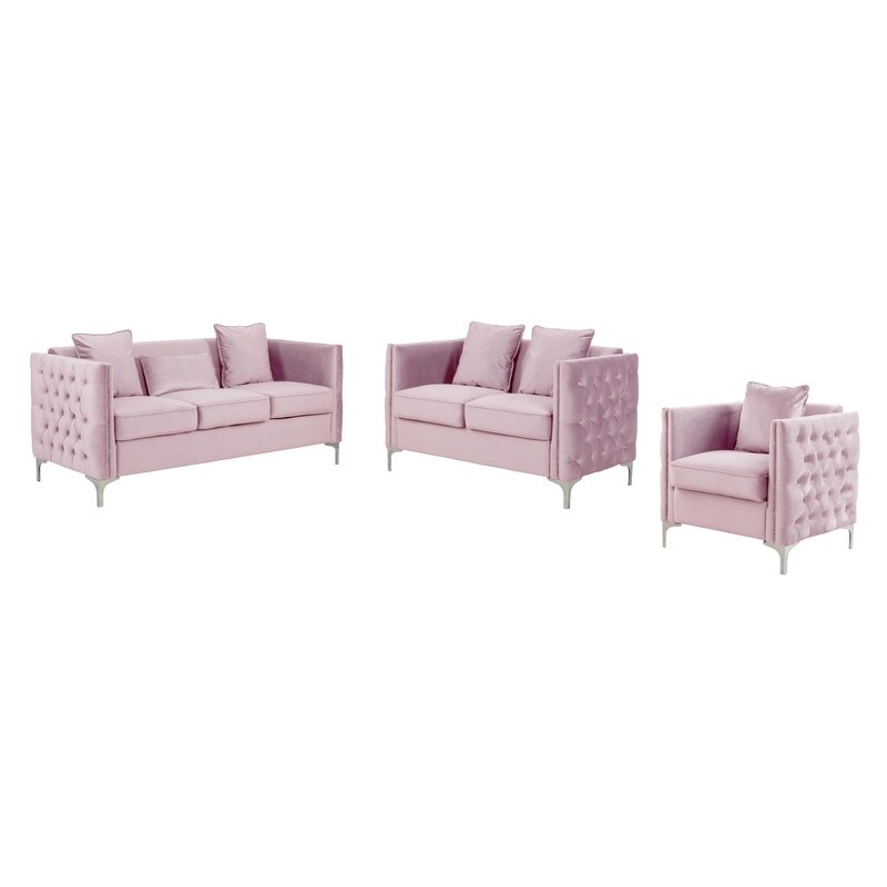 Bayberry Velvet Sofa Loveseat Chair Living Room Set