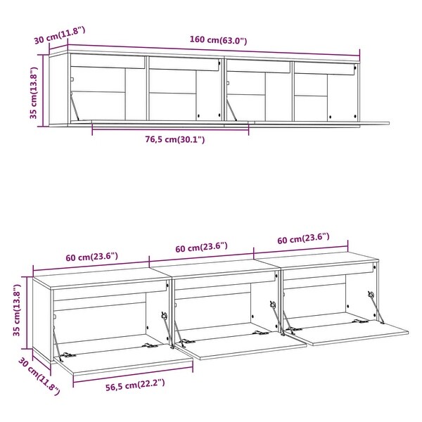 vidaXL TV Cabinets 5 pcs Honey Brown Solid Wood Pine - 23.6