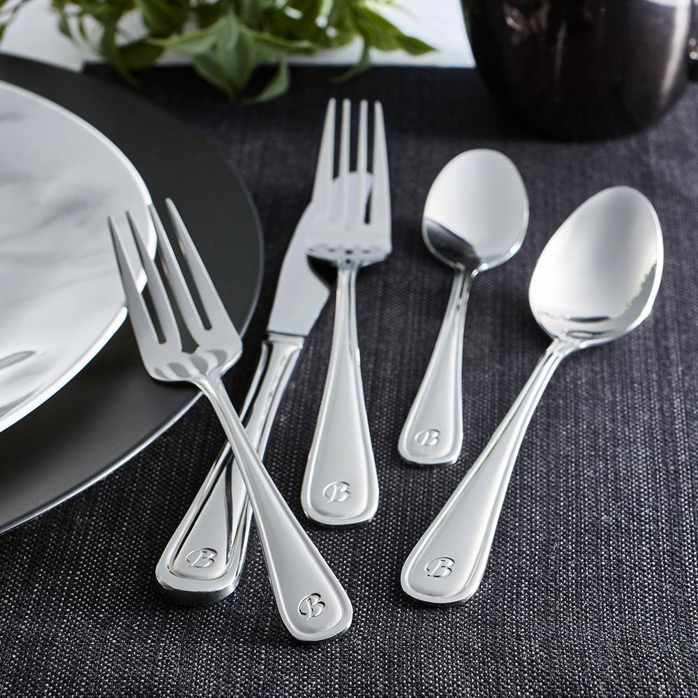 RiverRidge Home Marina Monogrammed Letter L 46-Piece Silver Stainless Steel Flatware Set (Service for 8) 10-210