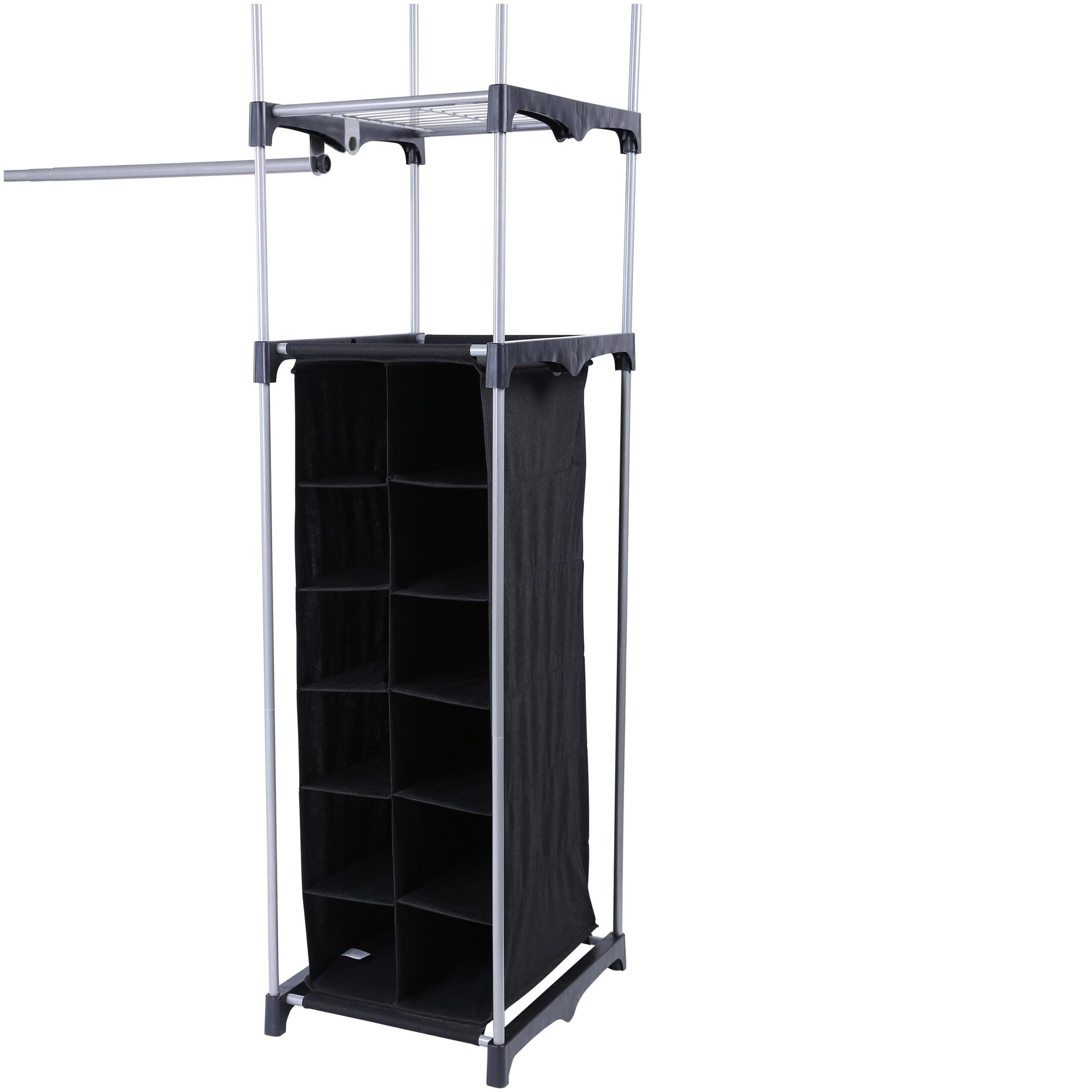 Mainstays Closet Organizer, 2-Tower 9-Shelves, Easy to Assemble, Black