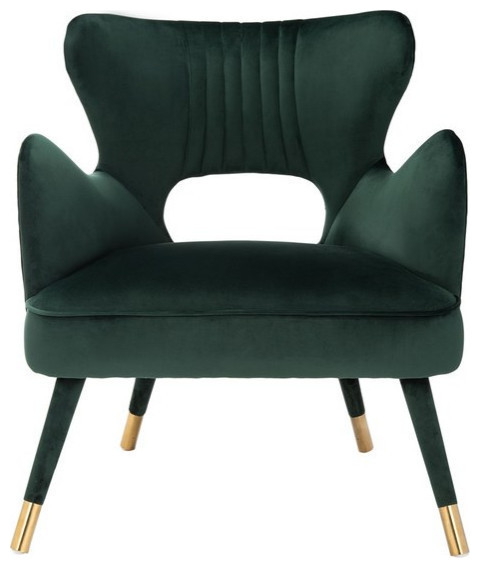 Thelma Wingback Arm Chair  Forest Green/Gold   Midcentury   Armchairs And Accent Chairs   by Rustic Home Furniture Deco  Houzz