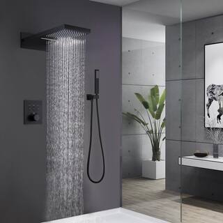 CASAINC 2-Spray Patterns with 1.5 GPM 10 in. Tub Wall Mount Dual Shower Heads in Spot Resist Matte Black WE-SS06MB