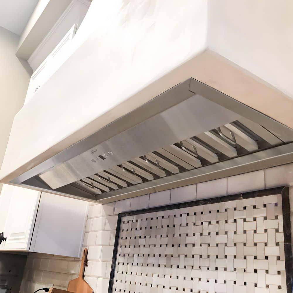 Akicon 36 in 3Speeds 600CFM Ducted InsertBuiltin Range Hood Ultra Quiet in Stainless Steel with Dimmable Warm White Light