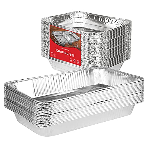 Stock Your Home Chafing Pan Set - 21 x 13 Full Size (5 Pack) - 9 x 13 Half Size (10 Pack) Rectangular Catering Dishes