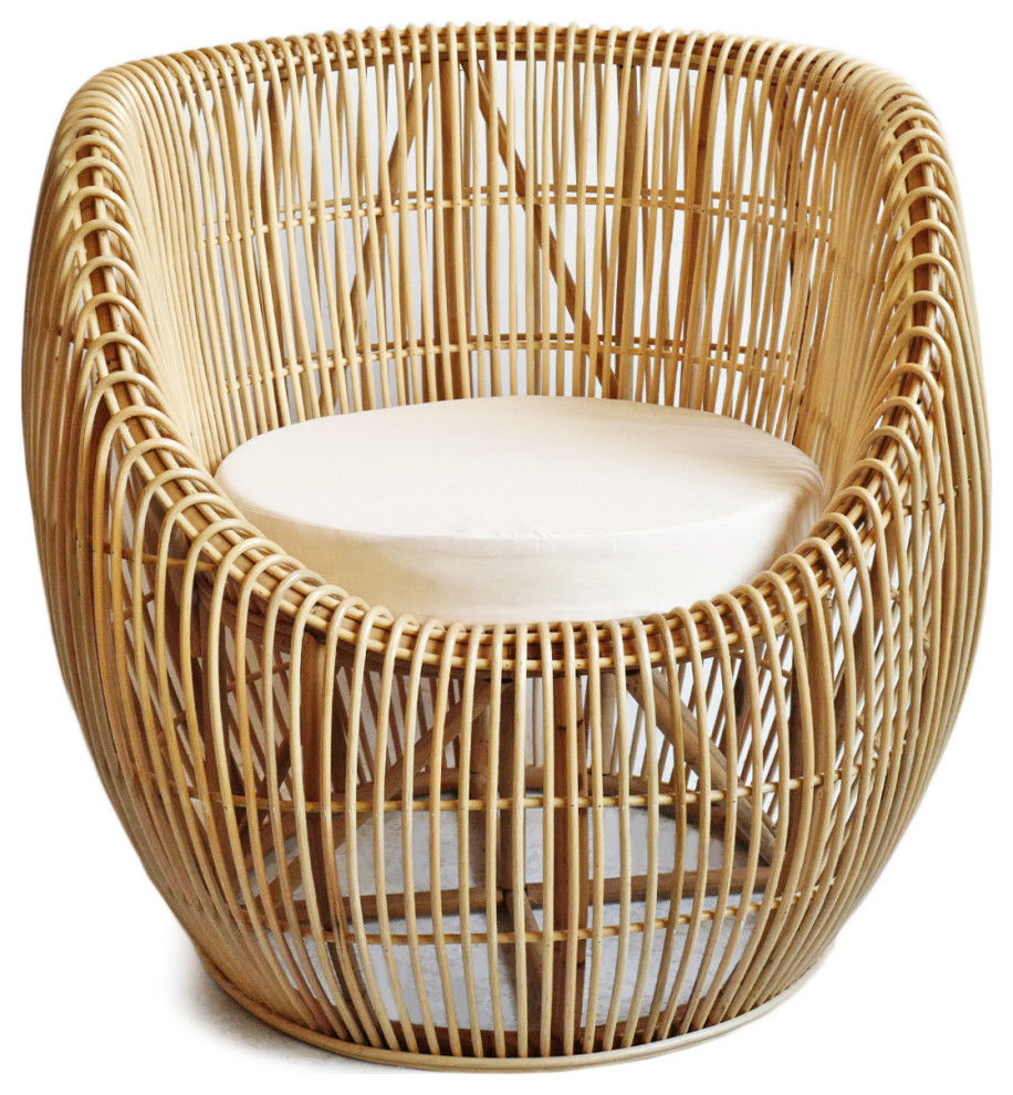 Rattan Bamboo Barrel Chair   Tropical   Outdoor Lounge Chairs   by Design Mix Furniture  Houzz