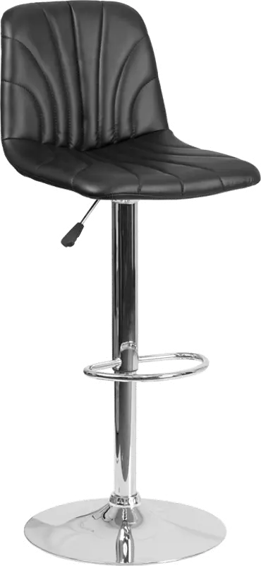 Black Vinyl Adjustable Bar Stool with Chrome Base