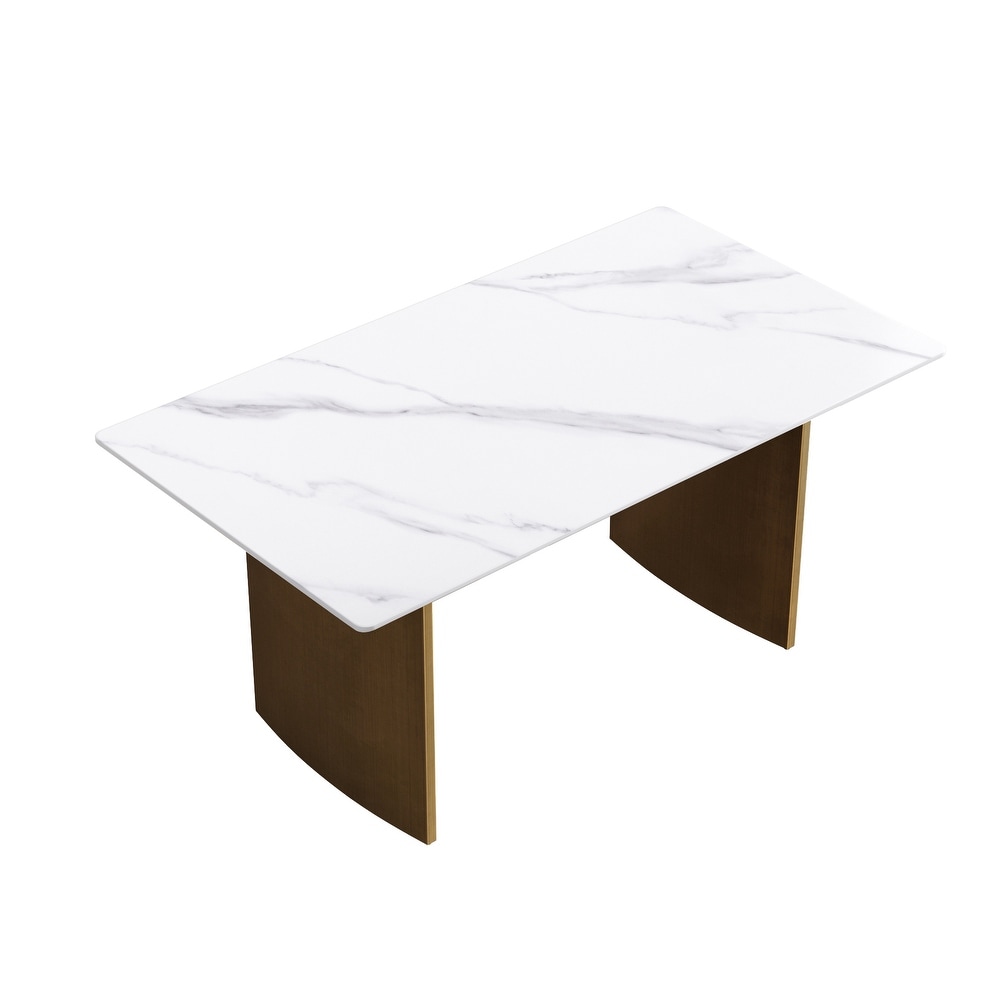 Luxury Retro Marble Dining Table  Sintered Stone Table Top Slate Dining Table With Metal Legs