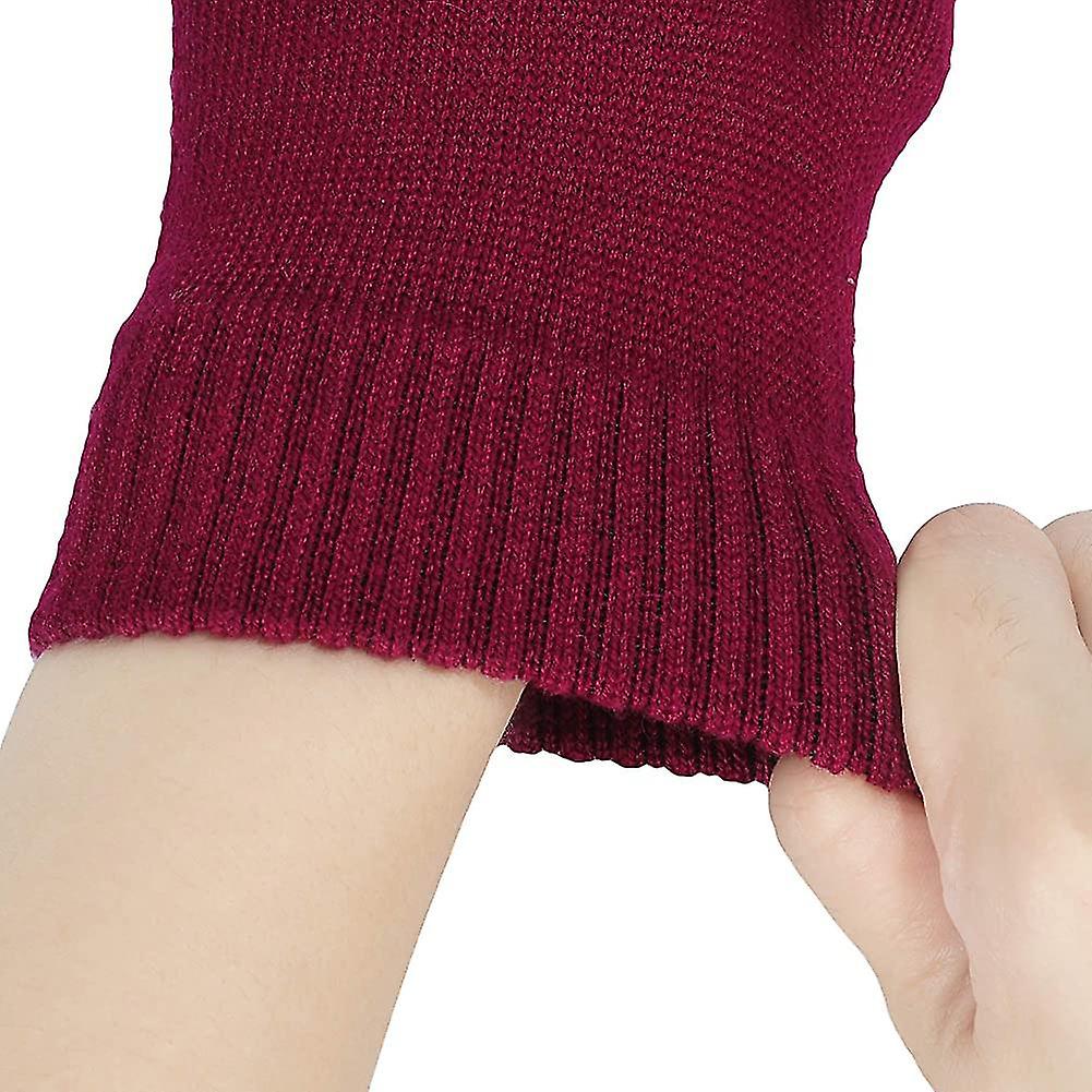 Women Winter Fingerless Gloves Wool Knit Half Finger Stretch Glove