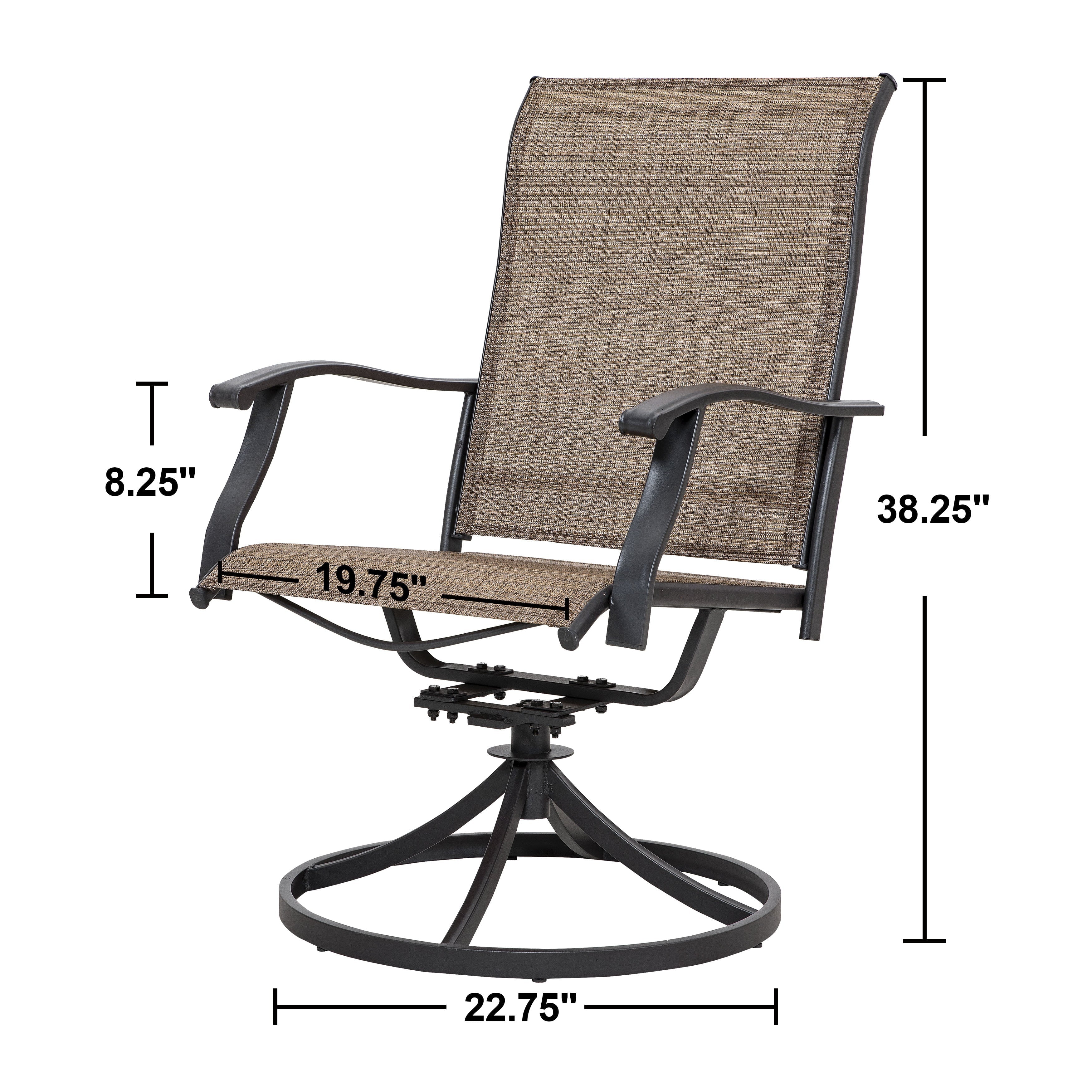 Nuu Garden 2 Piece Swivel Patio Sling Chairs Set, All-Weather Textilene Outdoor Chairs with Iron Frame, Outdoor, Lawn Garden Backyard, Brown