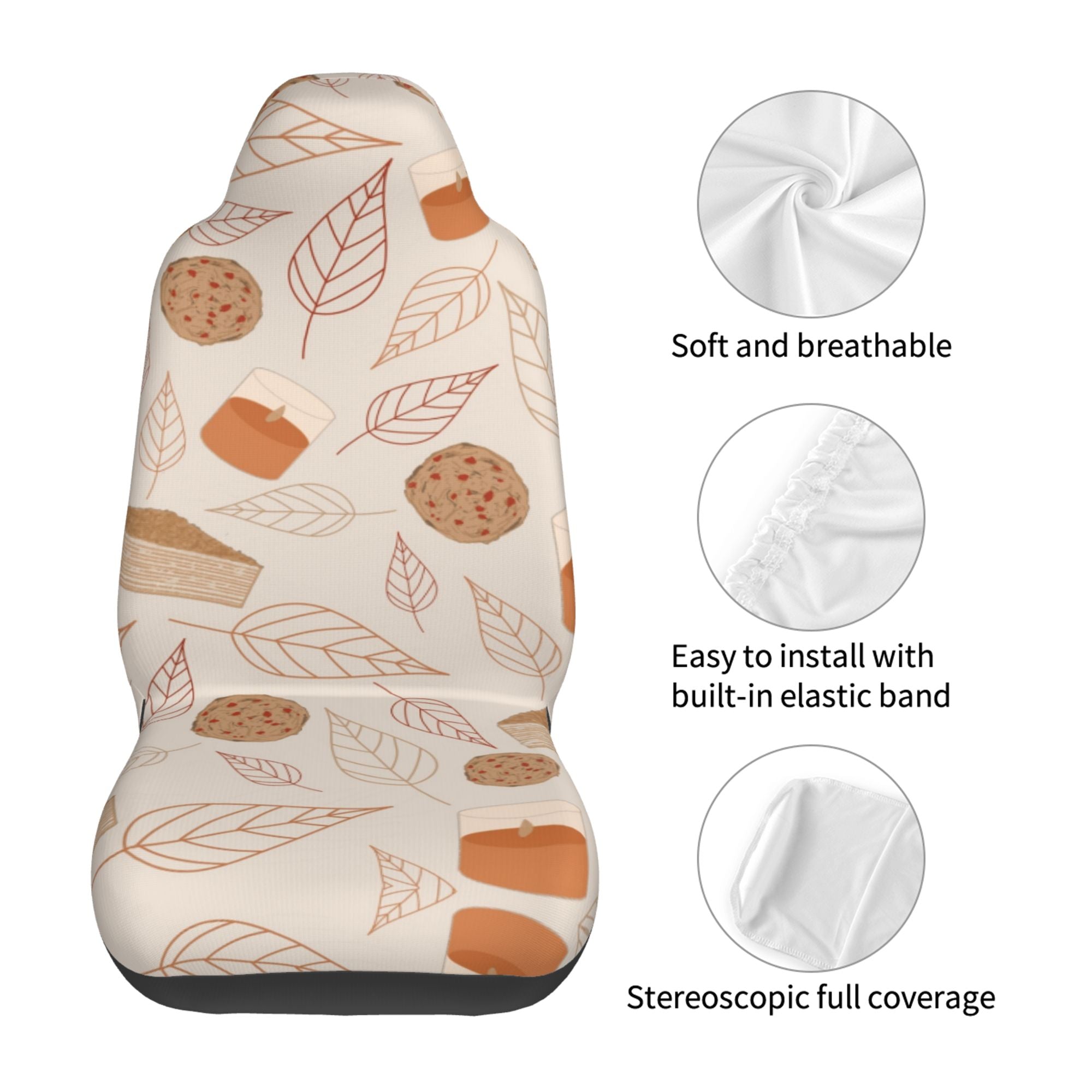 ZICANCN Car Seat Covers Front Seats Only，Leaf Cake Design Illustration Automotive Seat Covers Protectors for Cars Trucks Suv 2 Pack